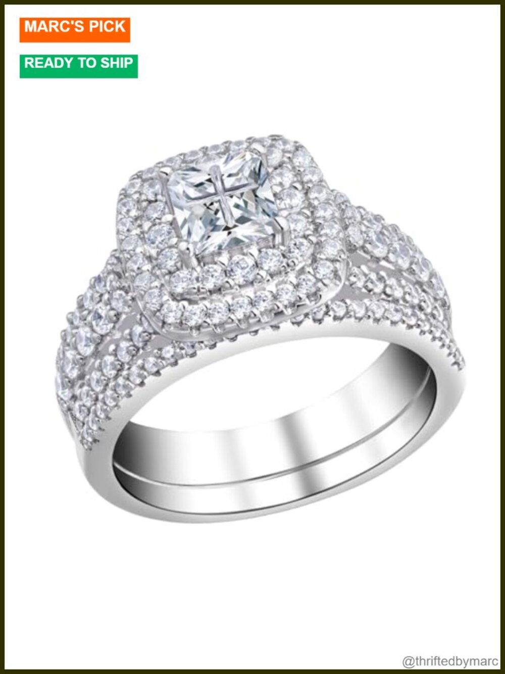 Princess Cut Cubic Zirconia Bridal Ring Set
